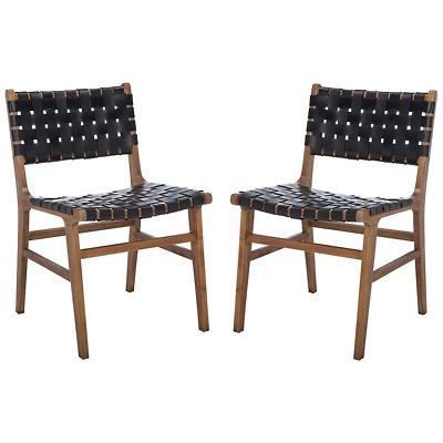 Iracema Woven Leather Dining Chair, Set of 2