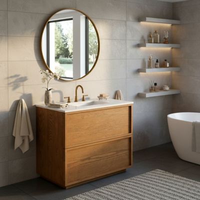 Shown in Oak with White finish, 36 inch size, in use