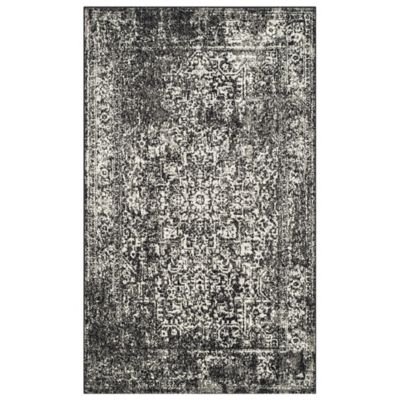 Evermere Distressed Medallion Grey Area Rug