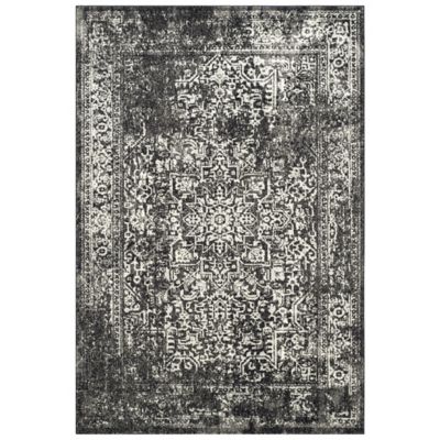 Evermere Distressed Medallion Grey Area Rug