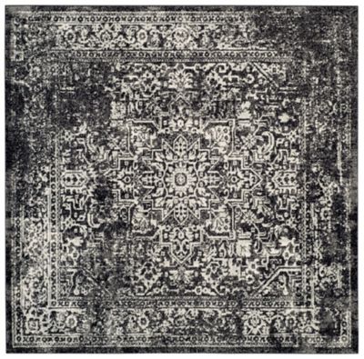 Evermere Distressed Medallion Grey Area Rug