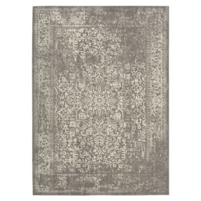 Evermere Distressed Medallion Grey Area Rug