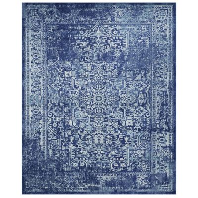 Evermere Distressed Medallion Navy Area Rug