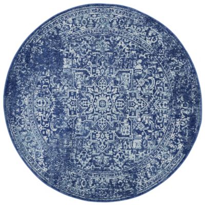 Evermere Distressed Medallion Navy Area Rug