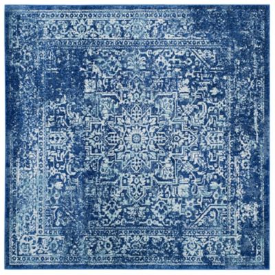 Evermere Distressed Medallion Navy Area Rug