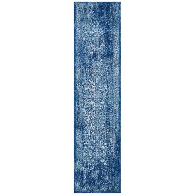 Evermere Distressed Medallion Navy Area Rug