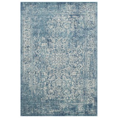 Evermere Distressed Medallion Navy Area Rug