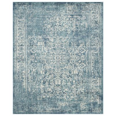 Evermere Distressed Medallion Navy Area Rug