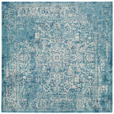 Evermere Distressed Medallion Navy Area Rug
