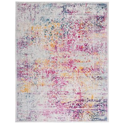 Evermere Distressed Medallion Navy Area Rug