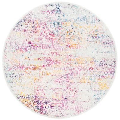 Evermere Distressed Medallion Navy Area Rug