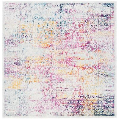 Evermere Distressed Medallion Navy Area Rug