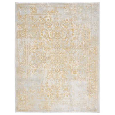 Evermere Distressed Medallion Navy Area Rug