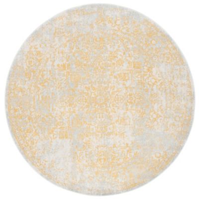 Evermere Distressed Medallion Navy Area Rug