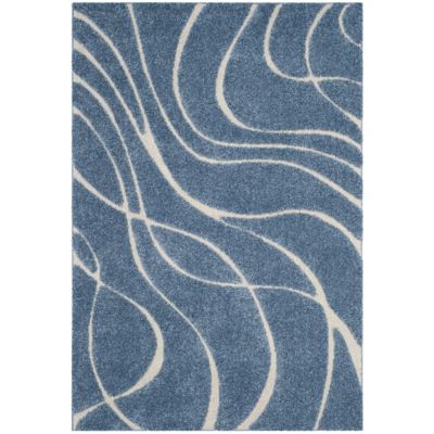 Coastal Shag Abstract Wave Area Rug