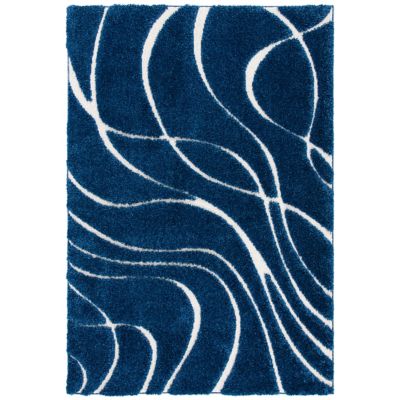 Coastal Shag Abstract Wave Area Rug
