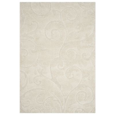 Coastal Shag Scrollwork Plush Area Rug
