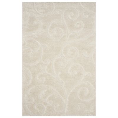 Coastal Shag Scrollwork Plush Area Rug