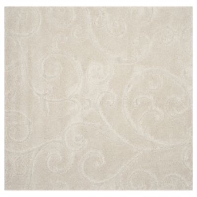 Coastal Shag Scrollwork Plush Area Rug