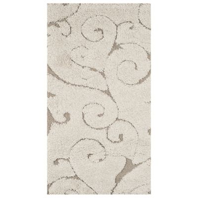 Coastal Shag Scrollwork Plush Area Rug