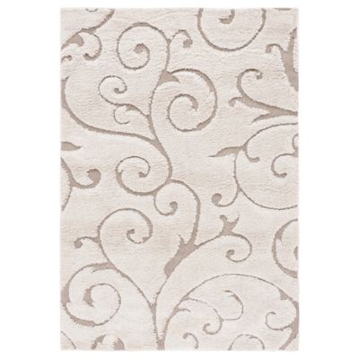 Coastal Shag Scrollwork Plush Area Rug