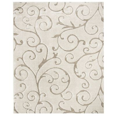 Coastal Shag Scrollwork Plush Area Rug