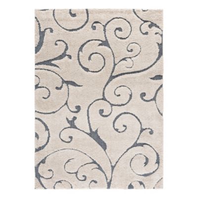 Coastal Shag Scrollwork Plush Area Rug
