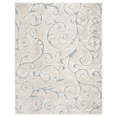 Coastal Shag Scrollwork Plush Area Rug
