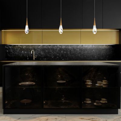 Shown in Aged Brass finish, 3 light, in use