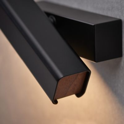 Shown in Black finish, lit, Detail shot