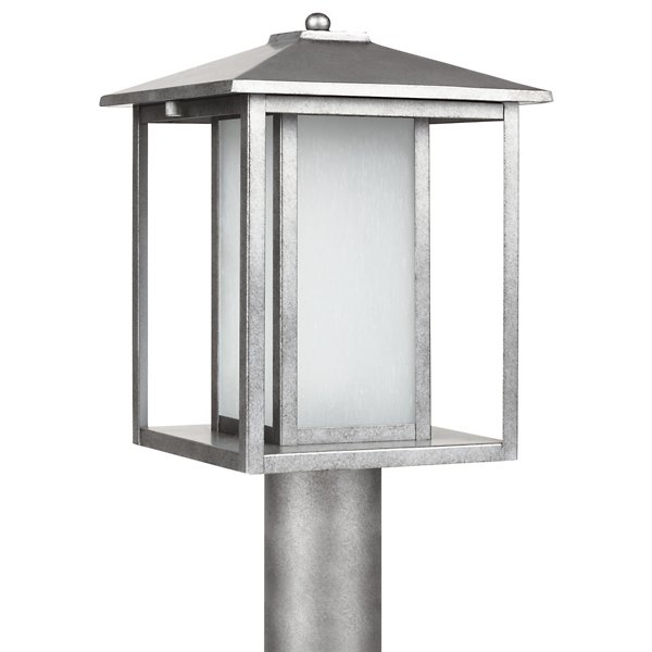 Hunnington Outdoor Post Light with Etched Seeded Glass