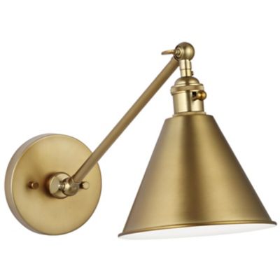 Visual Comfort Studio One Light Wall Sconce in Midnight Black and Burnished  Brass
