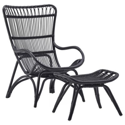 Monet Highback Rattan Lounge Chair and Footstool
