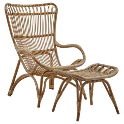 Monet Highback Rattan Lounge Chair and Footstool
