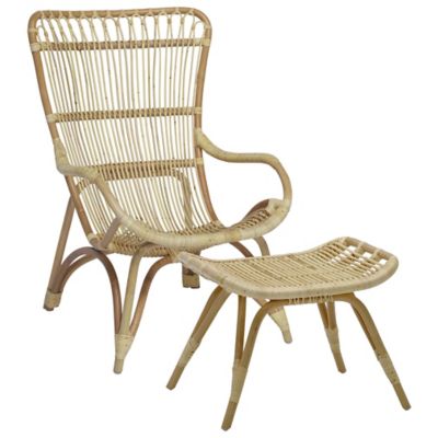 Monet Highback Rattan Lounge Chair and Footstool