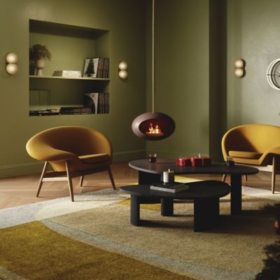 Shown in Exclusive Whiskey Frosted Glass color, Brushed Brass finish, in use
