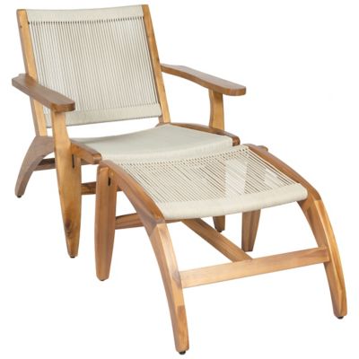 Norway Outdoor Lounge Chair and Ottoman, Set of Two