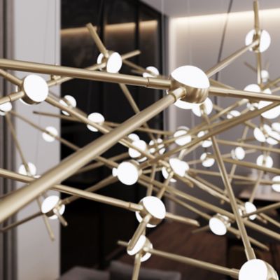 Shown in Satin Brass finish, White Optical shade color, Detail shot