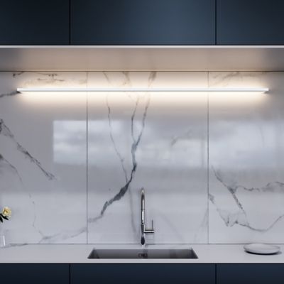 Shown in Satin White finish, 6 Feet size, Indirect Lighting option, in use