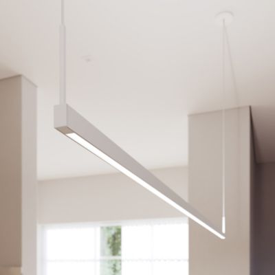 Shown in Satin White finish, 6 Foot size, Two-Sided option, 240 Inch Cable Length, in use