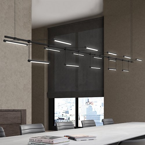 Suspenders 96-Inch 1-Tier Linear with 9-Inch Linear Rotational Luminaires