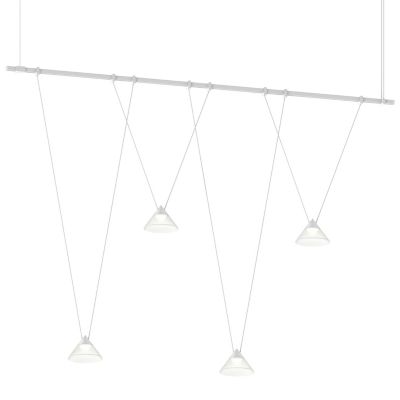 Suspenders 1-Tier Linear V-Line Etched Glass Cone LED Chandelier