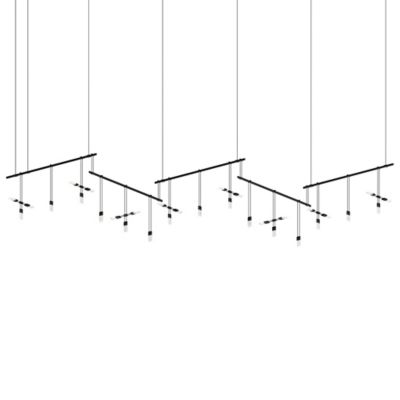 Suspenders 36-Inch 5-Bar Zig Zag LED Suspension with Etched Chiclet Luminaire Combo