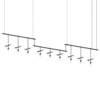Suspenders 36-Inch 3-Bar Offset LED Linear Suspension with Crystal Chiclet Luminaire Combo