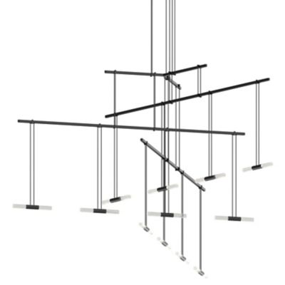 Suspenders 48-Inch 4-Tier LED Tri-Bar Suspension with Crystal Double Rod Luminaires