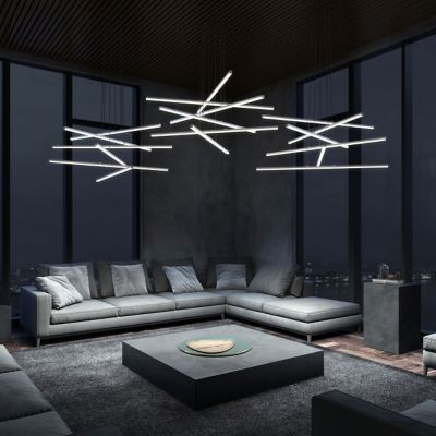 Shown in Bright Satin Aluminum finish, 6 Arms, in use