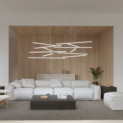 Shown in Bright Satin Aluminum finish, 6 Arms, in use