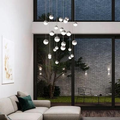 Shown in Satin Nickel w/ White Glass finish, in use