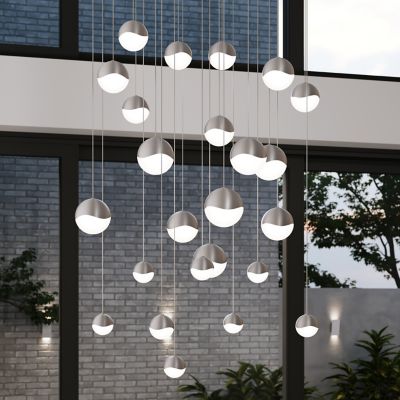 Shown in Satin Nickel w/White Glass finish, in use