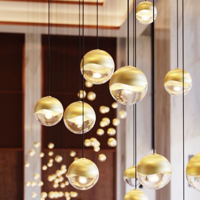 Shown in Brass w/ Clear Glass finish, Assorted Grape size, in use